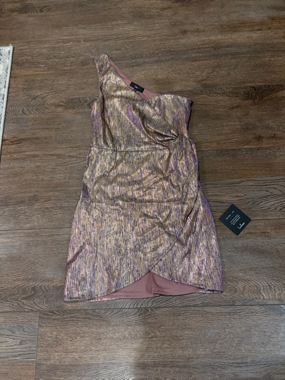 Shiny Gold One-Shoulder Bodycon Mini Dress